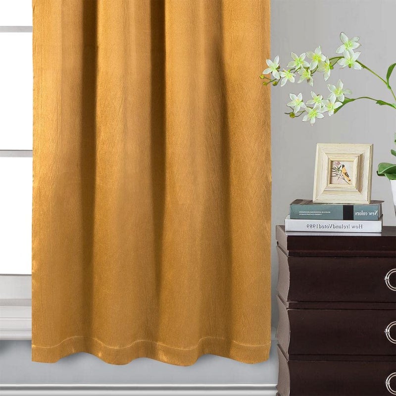 GLORY RUGS Window Panel with Attached Valance Curtain Bedroom Living Room Dining 42""X84"" Gold - Image 4