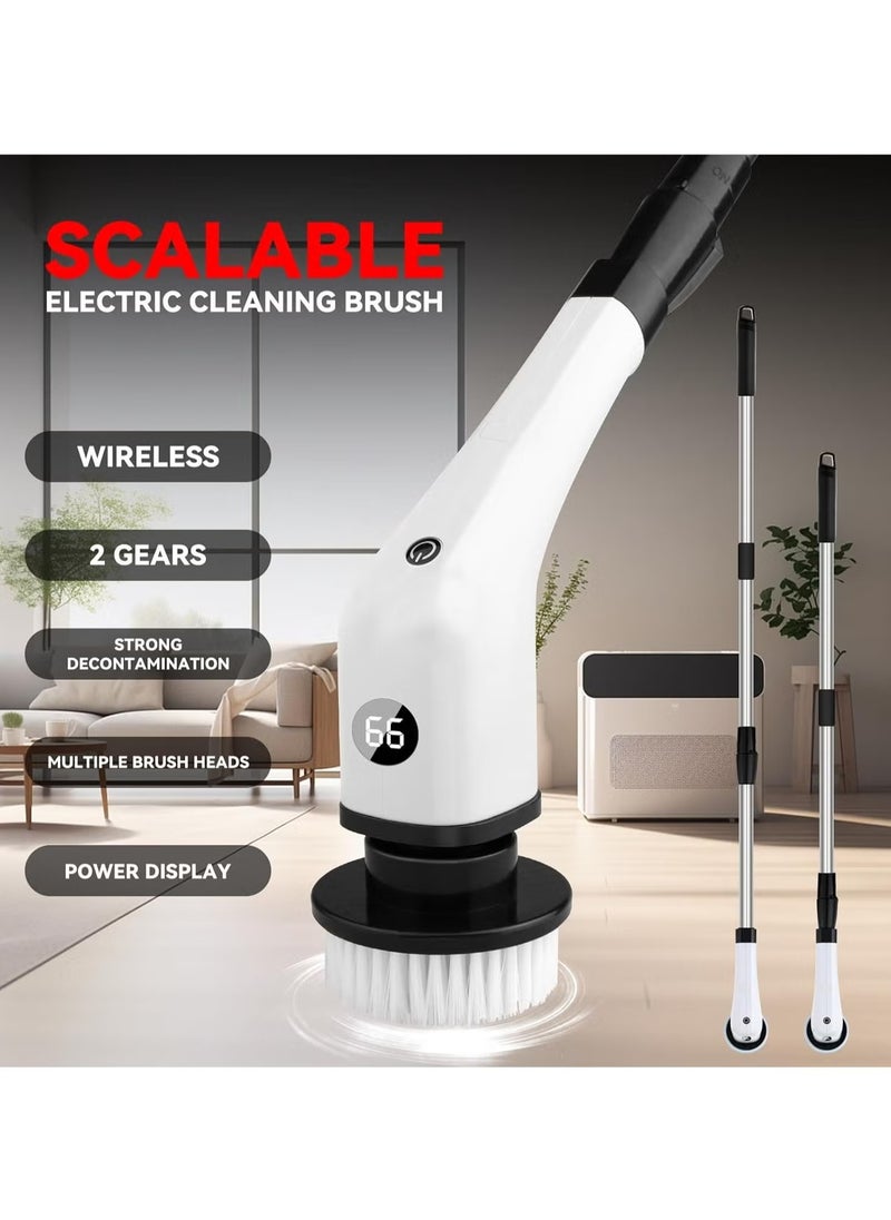 Orleans Cloud - Cordless Electric Spin Scrubber with 7 Replaceable Drill Brush Heads, 54in Adjustable Handle 2500mAh High-Rate Battery with Type-C fast charger for Bathroom, Kitchen, Floor, Tile Cleaning - Image 1