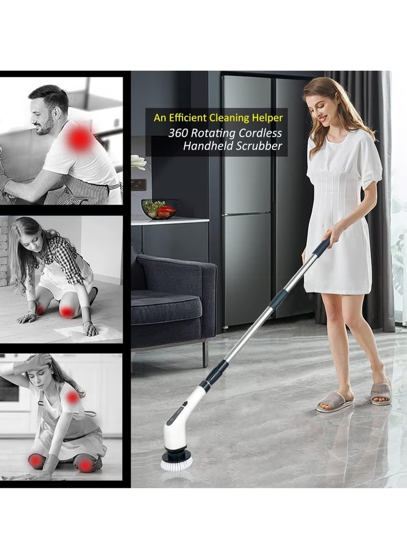Orleans Cloud - Cordless Electric Spin Scrubber with 7 Replaceable Drill Brush Heads, 54in Adjustable Handle 2500mAh High-Rate Battery with Type-C fast charger for Bathroom, Kitchen, Floor, Tile Cleaning - Image 1