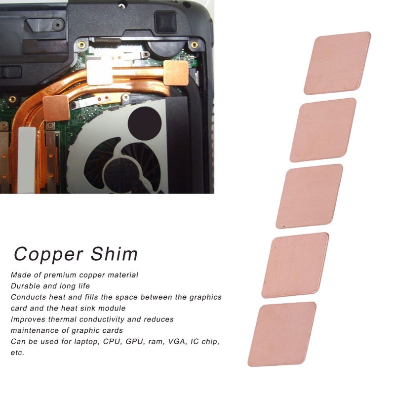 20Pcs Copper Heat Sink Shim Strong Thermal Conductivity Copper Thermal Pad for Laptop CPU GPU 0.8mm / 0.03in - Image 5