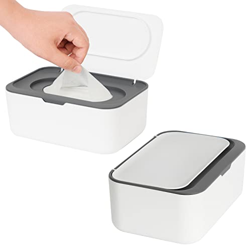 Seposeve 2 Pack Wipes Dispenser, Wipe Holder for Baby & Adult, Seposeve Refillable Wipe Container, Keeps Wipes Fresh, One-Handed Operation. Non-Slip, Easy Open/Close Wipes Pouch Case(2 Grey) - Image 1