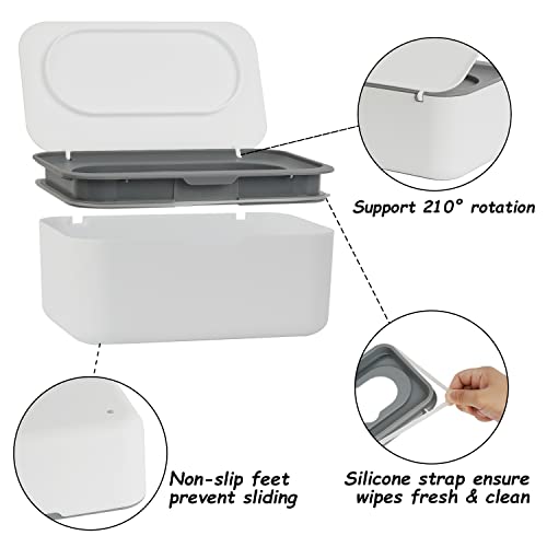 Seposeve 2 Pack Wipes Dispenser, Wipe Holder for Baby & Adult, Seposeve Refillable Wipe Container, Keeps Wipes Fresh, One-Handed Operation. Non-Slip, Easy Open/Close Wipes Pouch Case(2 Grey) - Image 3