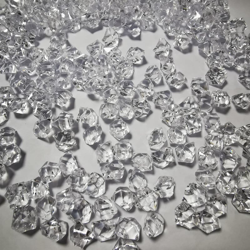 LYFJXX مواد حشو مكعبات الثلج المزيفة المزيفة 150 pcs 16*22 مم مكعبات ثلج مكسرة مقطوعة الاكريليك الاصطناعية الصخور الماس لمواد الحشو تزوير الزفاف تزيين الزفاف (0.86*0.62 بوصة clear) - Image 3