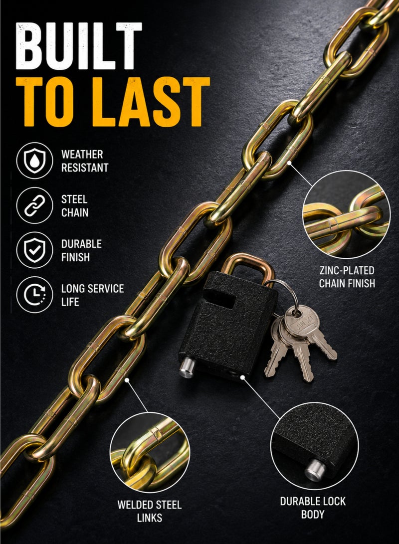 60cm Hardened Steel Chain Lock with 3 Keys, Cut-Resistant Security Lock for Bike, Motorcycle, Gate & Shed - Image 4