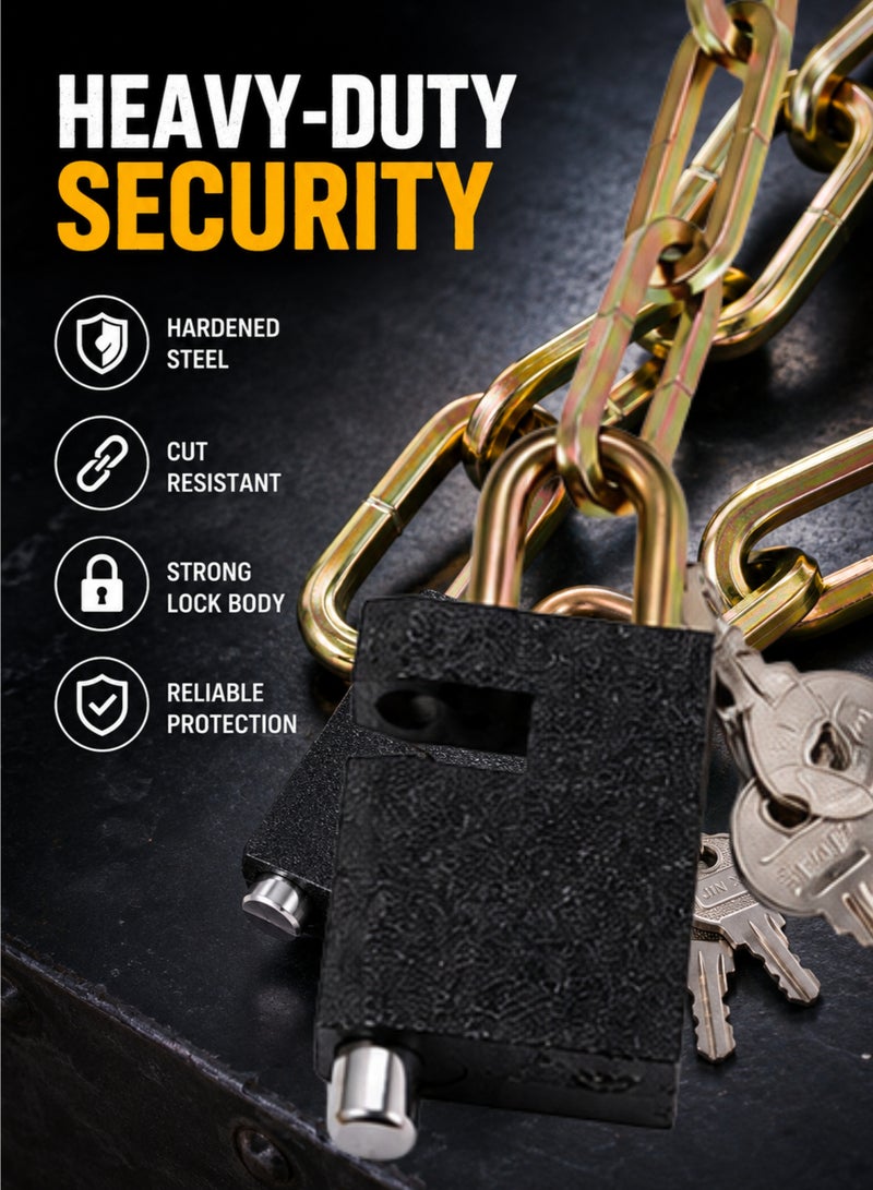 60cm Hardened Steel Chain Lock with 3 Keys, Cut-Resistant Security Lock for Bike, Motorcycle, Gate & Shed - Image 2
