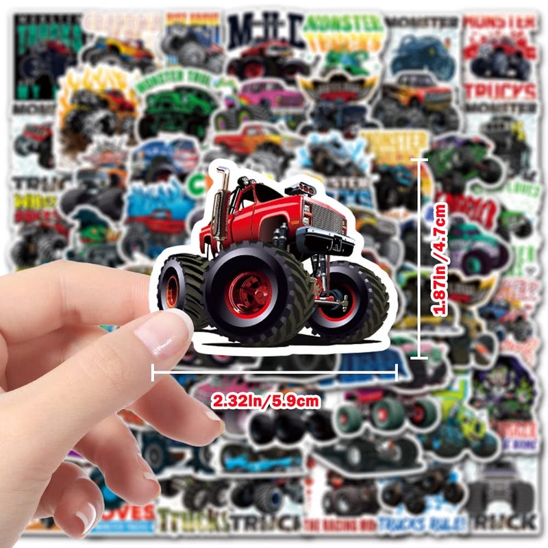 DULEFUN 100PCS Monster Truck Stickers, Truck Car Stickers for Kids, Truck Stickers Waterproof for Water Bottles Skateboard Laptop Monster Truck Party Favors for Girls Boys - Image 2