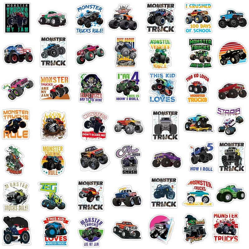 DULEFUN 100PCS Monster Truck Stickers, Truck Car Stickers for Kids, Truck Stickers Waterproof for Water Bottles Skateboard Laptop Monster Truck Party Favors for Girls Boys - Image 4