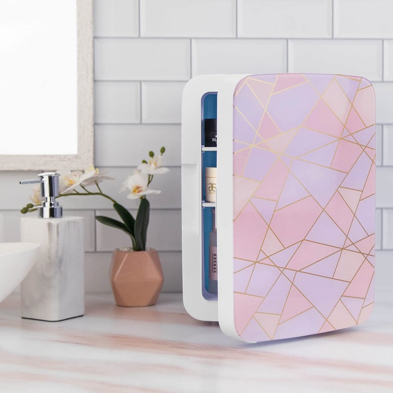 Cooluli Cooluli 10L Mini Fridge for Bedroom - Car, Office Desk & Dorm Room 12v Portable Cooler Warmer Food, Drinks, Skincare, Beauty Makeup AC/DC Small Refrigerator with Glass Front, Fractal Pink  - Image 5