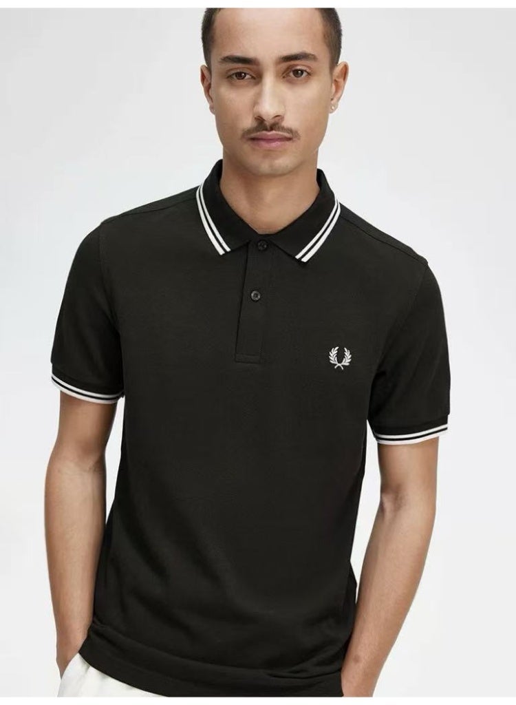 فريد بيري بولر رجالي موديل ضيق (Slim Fit) - قميص بولو بكمام قصير للعمل والاسترخاء - Image 1