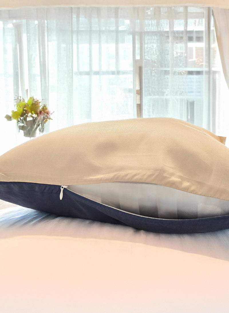 DrSleeep Sofa Pillow Case 100% Viscose Derived from Bamboo Reversible Drift Wood/Navy Blue (18x18") - 2 Pieces - Image 4
