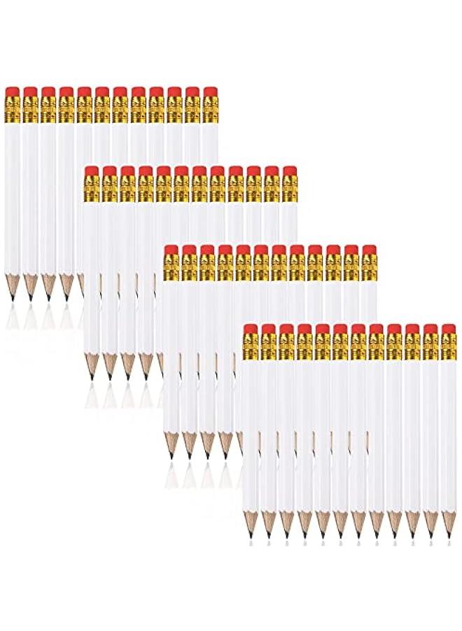 Arabest 48 Golf Pencils Mini Half Short with Eraser Bulk Small Kids HB Wedding Bridal School Office Writing Drawing Pocket White - Image 1