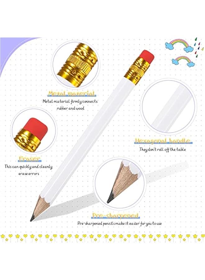 Arabest 48 Golf Pencils Mini Half Short with Eraser Bulk Small Kids HB Wedding Bridal School Office Writing Drawing Pocket White - Image 3