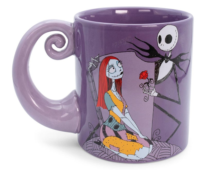 Silver Buffalo Nightmare Before Christmas Disney The Jack & Sally Spiral Handle Ceramic Mug | BPA-Free Large Coffee Cup For Beverages, Home & Kitchen Essentials | Halloween Gifts and Collectibles | Holds 20 Ounces - Image 1