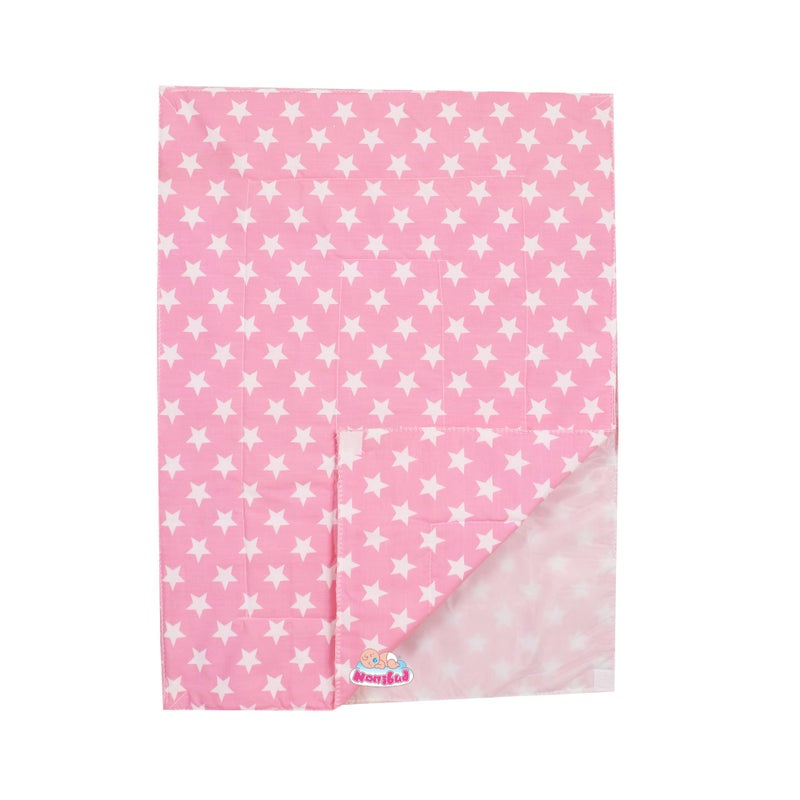 Nonibud Changing mat for New Born Baby - PVC & Cotton Foam Cushioned Baby Waterproof Sheets - Baby Sleeping mat Pack of 3+1 (Star Pink) - Image 4