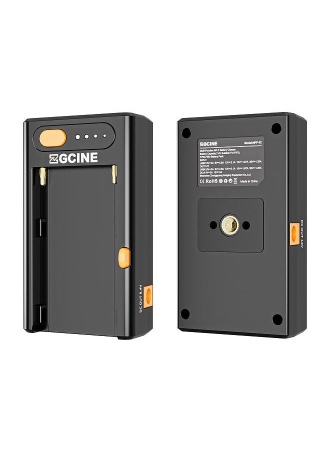 ZGCINE - ZGCINE NPF-02 NP-F Series Battery Charger Battery Adapter Plate with Type-C Bi-directional PD Charging Port DC12V DC8.4V DC Outputs 1/4 Inch   Thread Charger for NP-F970/ NP-F750/ NP-F550 Batteries - Image 1