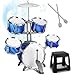CHADRIGIVS Kids Drum Set for Toddlers Musical Jazz Drum with Stool Toys for 35 46 57 Boys Girls Birthday Blue - Image 2