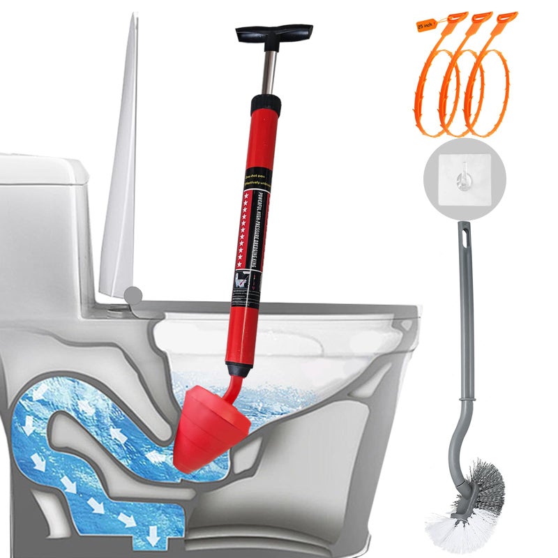 Rmticd Toilet Plunger, High-Pressure Plungers for Bathroom, Toilet Brush and Plunger Set - Powerful Air Drain Unclogger & Heavy-Duty Clog Remover for Bathroom Drains, and Clogged Pipes - Image 1