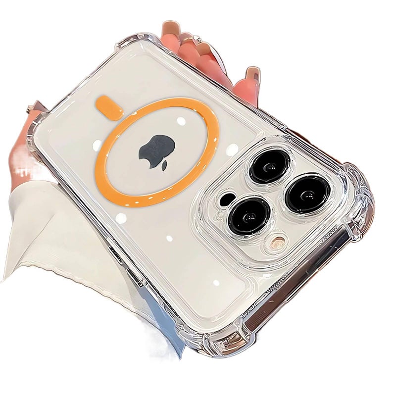 MS غطاء MagSafe بTPU لـ iPhone 12 مع مغناطيس قوي وحماية من السقوط مع مقاوم للصدمات مع تغطية كاملة باللون برتقالي مغناطيسي من مادة TPU - Image 1