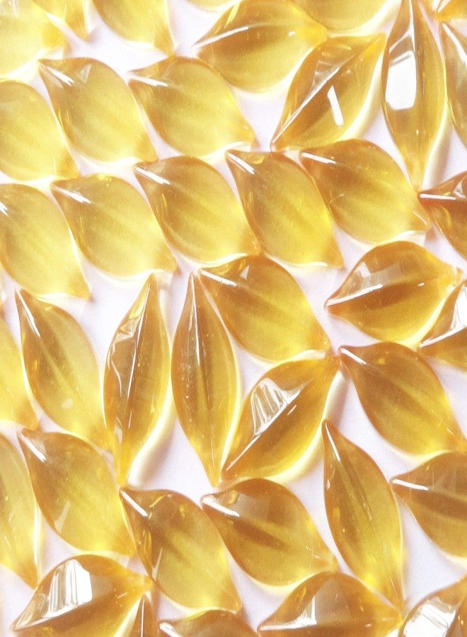 Excel Impex Flat Bottom Petal Shaped Glass Crystals, Glass Pebbles Glass Gems for Decoration, Making Crafts Decor(20mm x 10mm x 4mm Size)- Set of 50 | Golden Yellow - Image 1