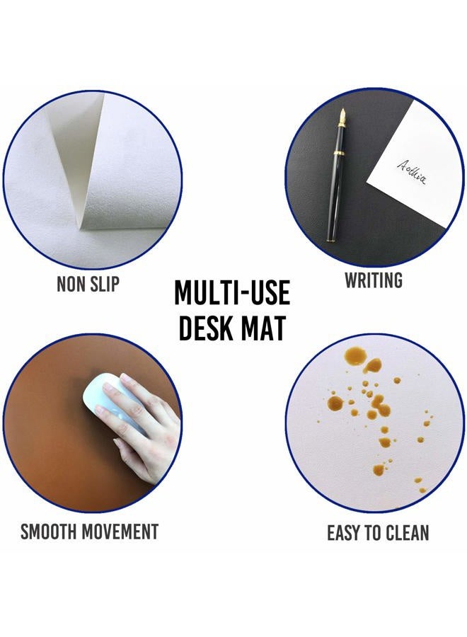 Aothia Leather Desk Pad Protector,Mouse Pad,Office Desk Mat, Non-Slip PU Leather Desk Blotter,Laptop Desk Pad,Waterproof Desk Writing Pad for Office and Home (Brown,31.5\" x 15.7\") - Image 5