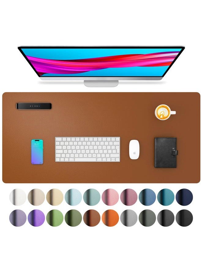 Aothia Leather Desk Pad Protector,Mouse Pad,Office Desk Mat, Non-Slip PU Leather Desk Blotter,Laptop Desk Pad,Waterproof Desk Writing Pad for Office and Home (Brown,31.5\" x 15.7\") - Image 1