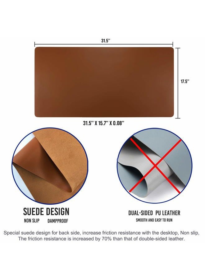 Aothia Leather Desk Pad Protector,Mouse Pad,Office Desk Mat, Non-Slip PU Leather Desk Blotter,Laptop Desk Pad,Waterproof Desk Writing Pad for Office and Home (Brown,31.5\" x 15.7\") - Image 4