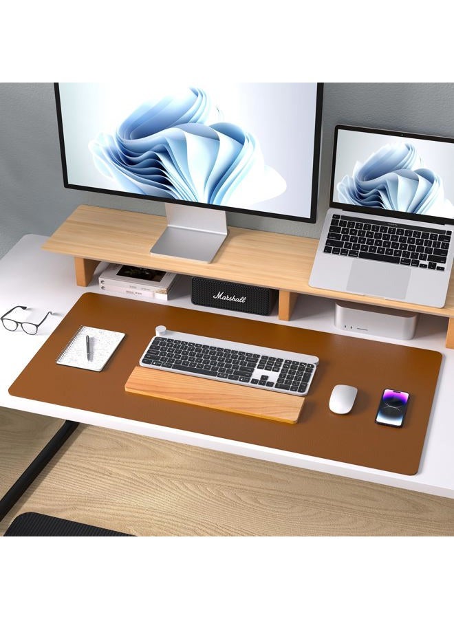 Aothia Leather Desk Pad Protector,Mouse Pad,Office Desk Mat, Non-Slip PU Leather Desk Blotter,Laptop Desk Pad,Waterproof Desk Writing Pad for Office and Home (Brown,31.5\" x 15.7\") - Image 2