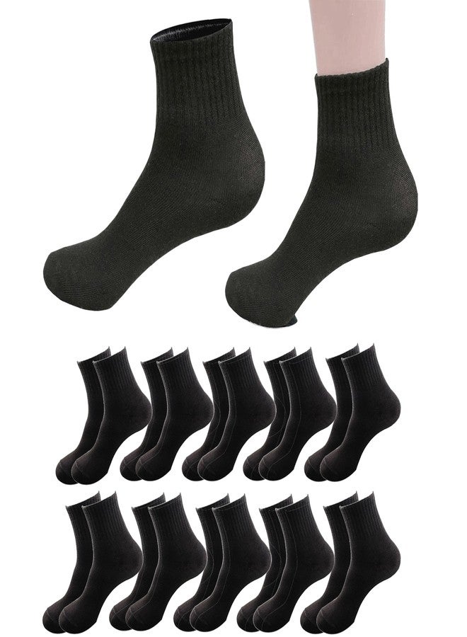RICHBULL 10 Pairs Thin Crew Socks for Men & Women, Breathable Casual Athletic Ankle Socks, (Black) - Image 1