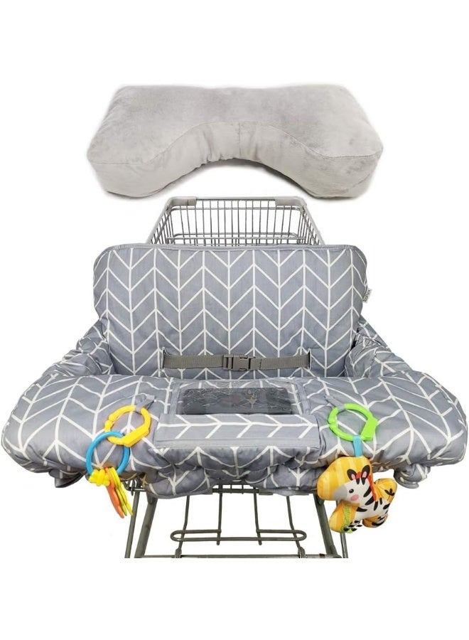 ICOPUCA Shopping Cart Covers for Baby with Pillow, Seat positioner Cotton High Chair Cover, Machine Washable for Infant, Toddler, Boy or Girl (Square) - Image 3