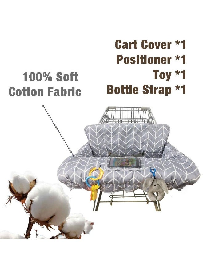 ICOPUCA Shopping Cart Covers for Baby with Pillow, Seat positioner Cotton High Chair Cover, Machine Washable for Infant, Toddler, Boy or Girl (Square) - Image 2