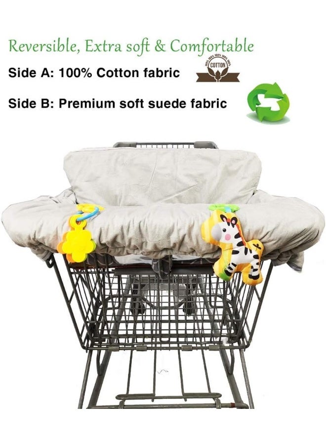 ICOPUCA Shopping Cart Covers for Baby with Pillow, Seat positioner Cotton High Chair Cover, Machine Washable for Infant, Toddler, Boy or Girl (Square) - Image 5