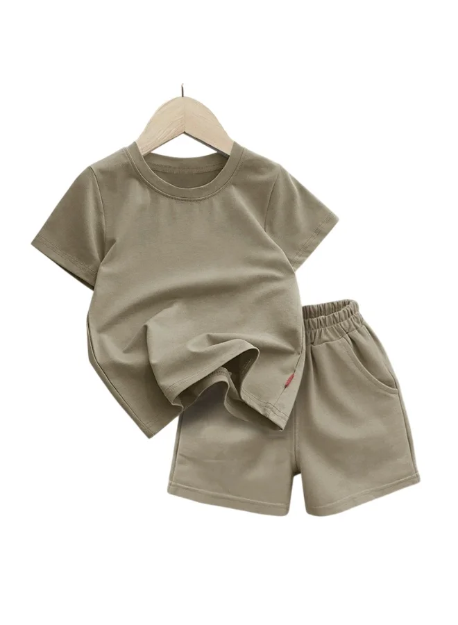 بيداني Girl Lounge Set T-Shirt & Shorts-Olive