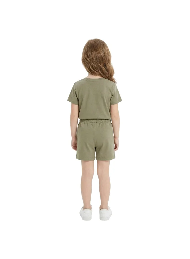 بيداني Girl Lounge Set T-Shirt & Shorts-Olive