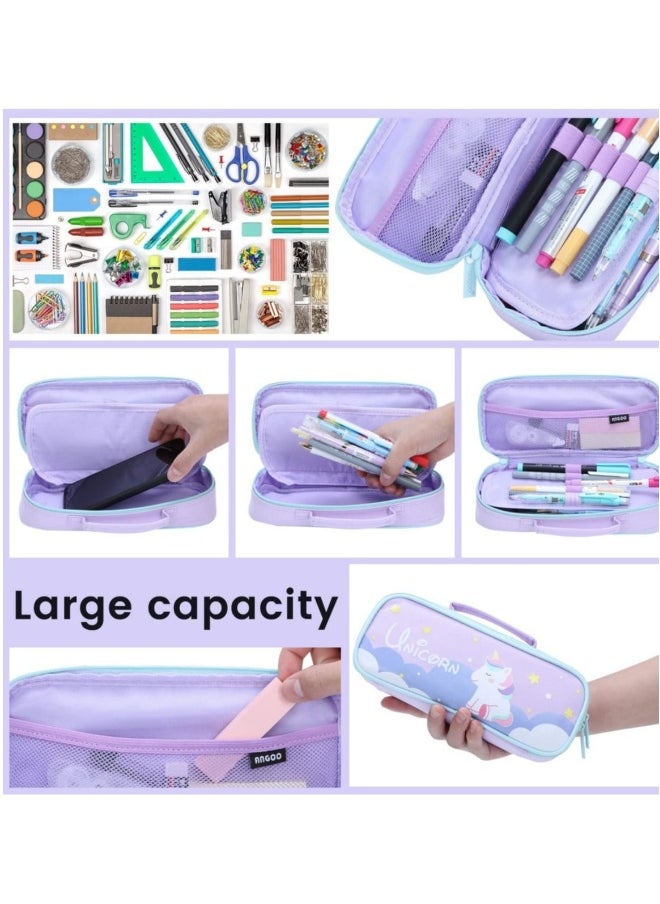 Generic - Cute Portable Multi-purpose Pencil Case - Purple - Image 1