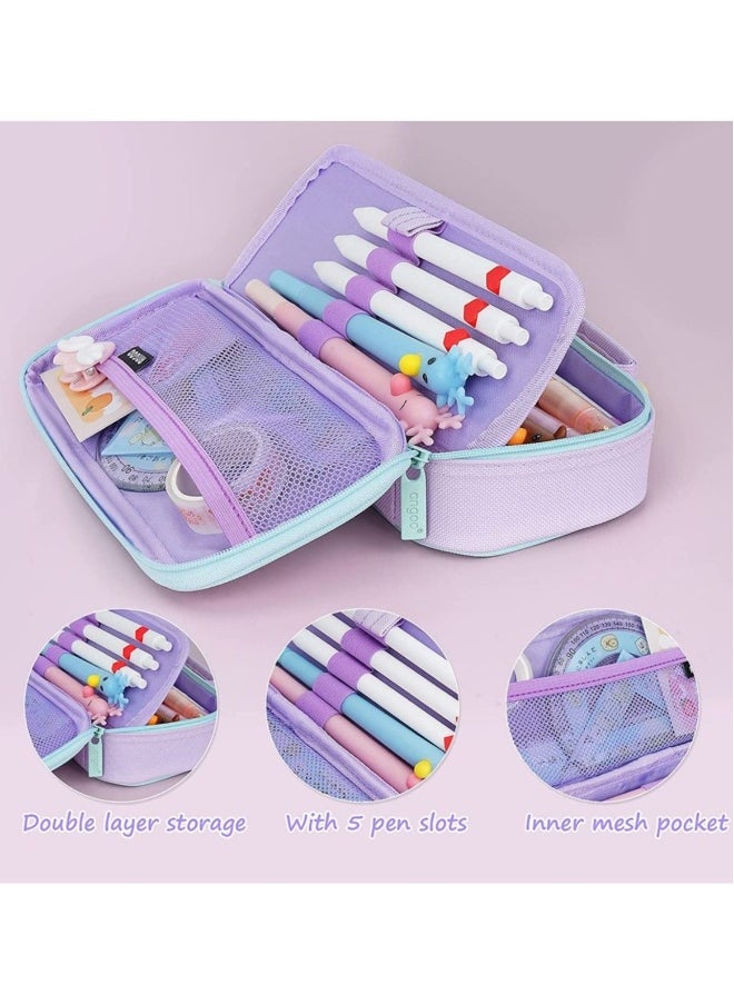 Generic - Cute Portable Multi-purpose Pencil Case - Purple - Image 1