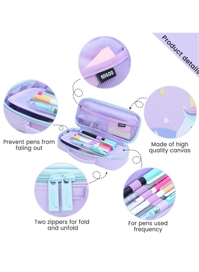 Generic - Cute Portable Multi-purpose Pencil Case - Purple - Image 1