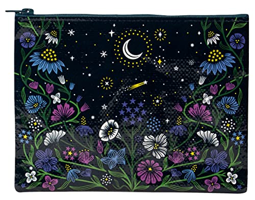Blue Q Zipper Pouch, Starry Garden. Made from 95% Recycled Material, Chunky Sturdy Zipper, Easy-to-Wipe-Clean, Great for Organizing a Larger Bag. 7.25" h x 9.5" w - Image 1