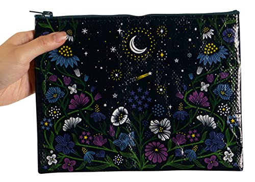 Blue Q Zipper Pouch, Starry Garden. Made from 95% Recycled Material, Chunky Sturdy Zipper, Easy-to-Wipe-Clean, Great for Organizing a Larger Bag. 7.25" h x 9.5" w - Image 2