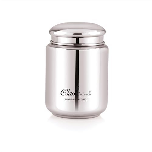 Classic Steels Stainless Steel Canister - Elegant Circular Design For Tea, Coffee, And Spices | Leak Proof | Airtight Kitchen Storage Container 250ML,Silver - Image 1