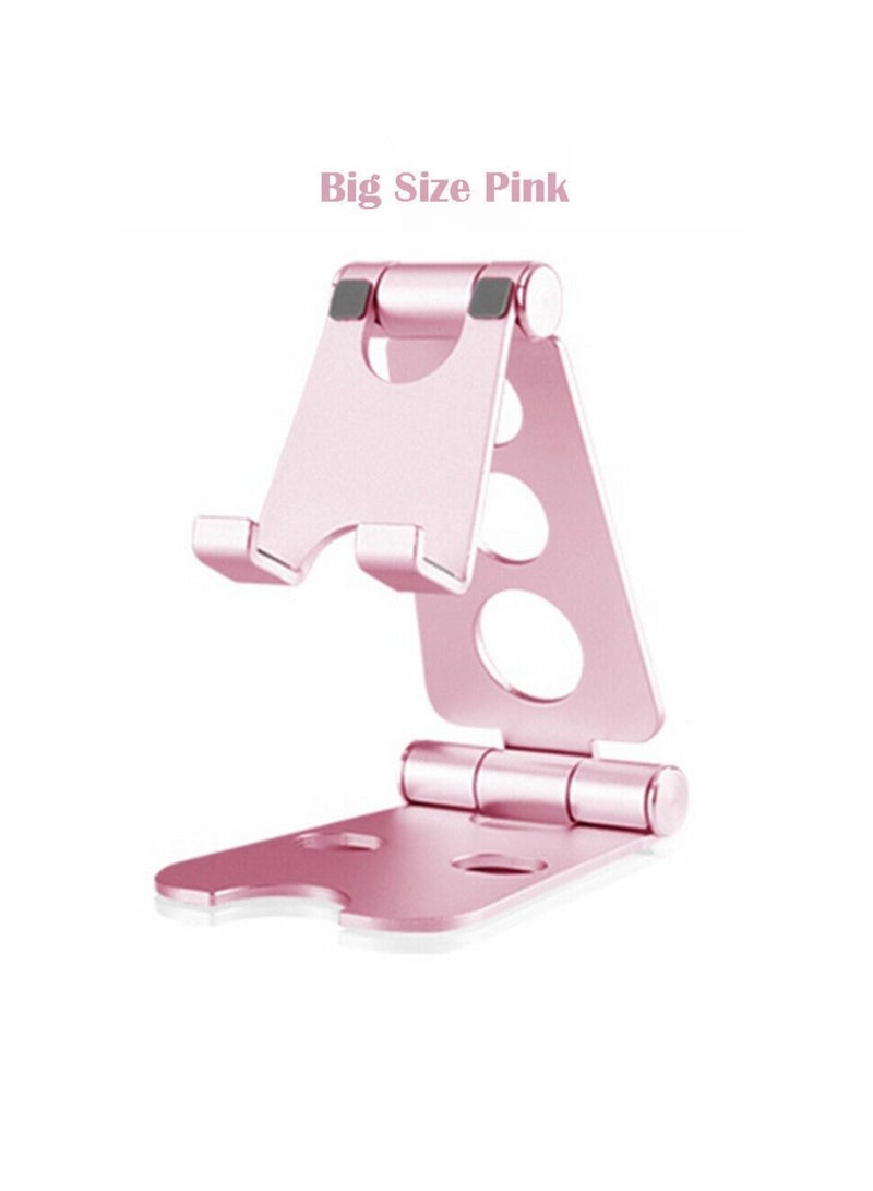Digi Core حامل هاتف خلوي محمول من سبائك الألومنيوم قابل للطي معدني لسطح المكتب وحامل لوحي للهاتف المحمول وردي