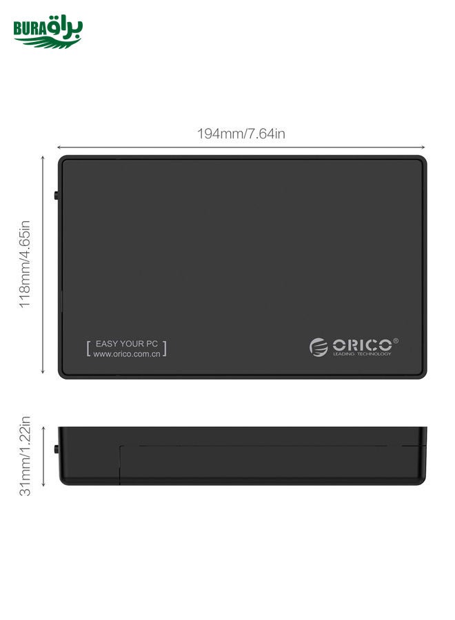 BURAQ ORICO 3588C3 SATA 3.0 to USB-C / Type-C 2.5 / 3.5 inch SSD / SATA HDD Enclosure Storage Support UASP Protocol(Black) - Image 4