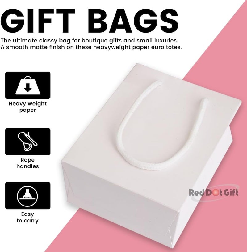 Red Dot Gift® 10 Pack White Plain Paper Bags, A6: H14.5 * 11.5 * 6.5cm Gift Bags Shopping Bag Parties Favor Bags for Birthdays Mother’s Day, Baby Showers Bridal Shower Wedding Gifts. - Image 3