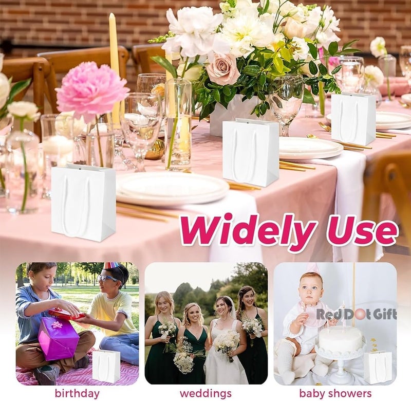 Red Dot Gift® 10 Pack White Plain Paper Bags, A6: H14.5 * 11.5 * 6.5cm Gift Bags Shopping Bag Parties Favor Bags for Birthdays Mother’s Day, Baby Showers Bridal Shower Wedding Gifts. - Image 5