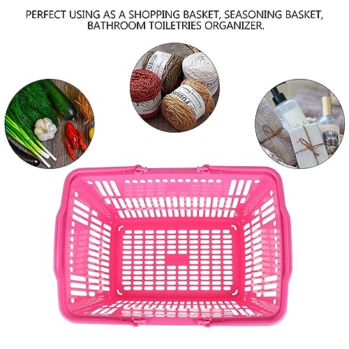 Scicalife Mall Shopping Basket, Merchandise Storage Basket, Plastic Basket with Handles, Picnic Basket for Kids, Portable Shopping Basket Set for Retail Store (Rosy 16L) - Image 5