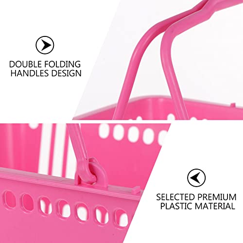 Scicalife Mall Shopping Basket, Merchandise Storage Basket, Plastic Basket with Handles, Picnic Basket for Kids, Portable Shopping Basket Set for Retail Store (Rosy 16L) - Image 4