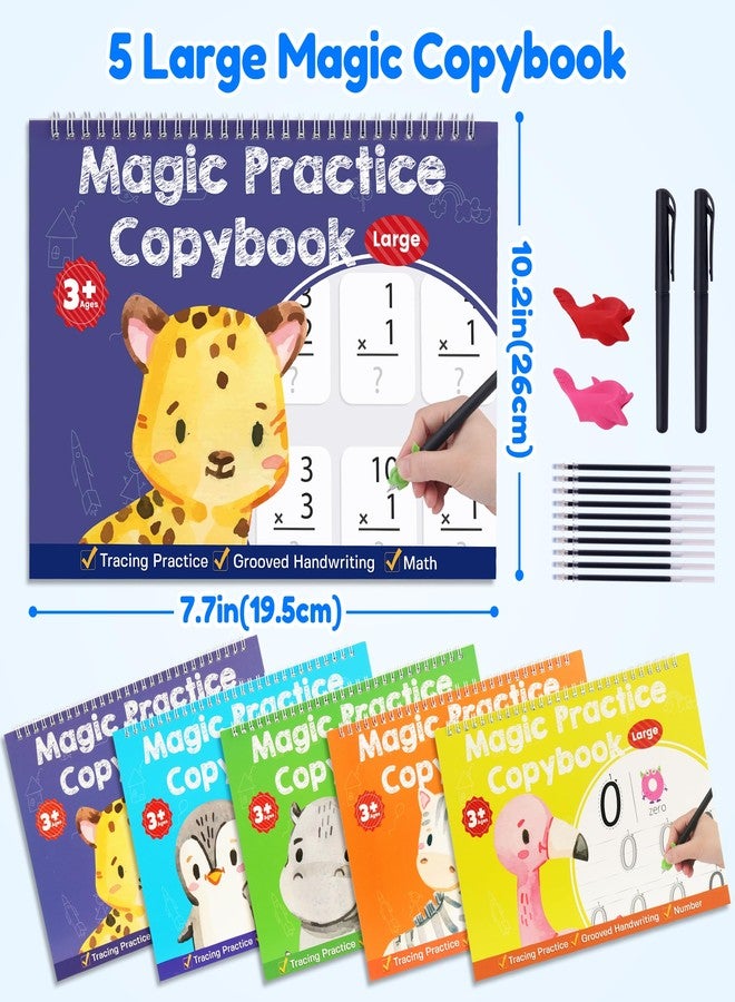 Helsort Large Magic Grooved Writing Practice Books for Kids, Reusable Grooved Handwriting Workbooks, Number Letter Tracing Books for Kids Age 3-8 Kindergarten Preschool Calligraphy - Image 2