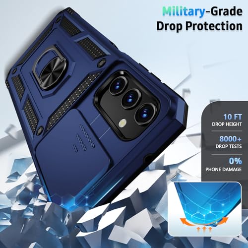 Weycolor for Samsung Galaxy A35 5G Case with Camera Lens Cover, HD Screen Protector, 10 FT Military Grade Drop Protection, Magnetic Ring Holder Kickstand Protective Phone Case, Navy Blue - Image 4