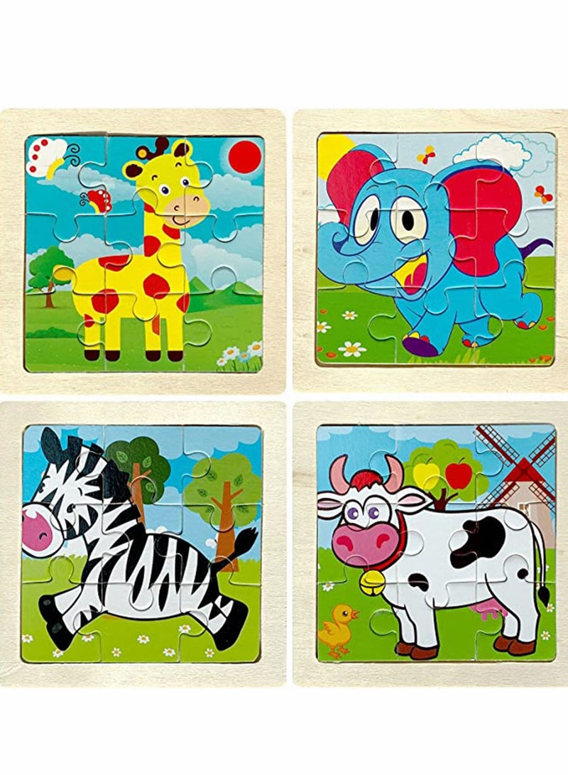 SYOSI Wooden Toddlers Puzzles Kids Toys Gifts, Ages 1-5, 4 Pack Animal Jigsaw Puzzles Set Preschool Learning Toys Boys Girls Gifts - Image 2