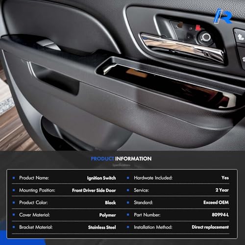 RHAOCZIYAUTO 80994 Front Left Driver Side Armrest Repair Kit Fit for Chevy Silverado Suburban Tahoe Avalanche For GMC Sierra Yukon 2010-2014 Door Panel with Release Handle Above Armrest 27In - Black - GM# 84127280 - Image 5