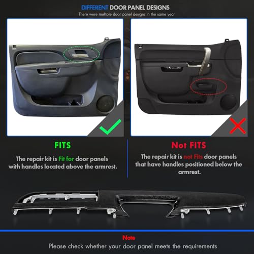 RHAOCZIYAUTO 80994 Front Left Driver Side Armrest Repair Kit Fit for Chevy Silverado Suburban Tahoe Avalanche For GMC Sierra Yukon 2010-2014 Door Panel with Release Handle Above Armrest 27In - Black - GM# 84127280 - Image 3